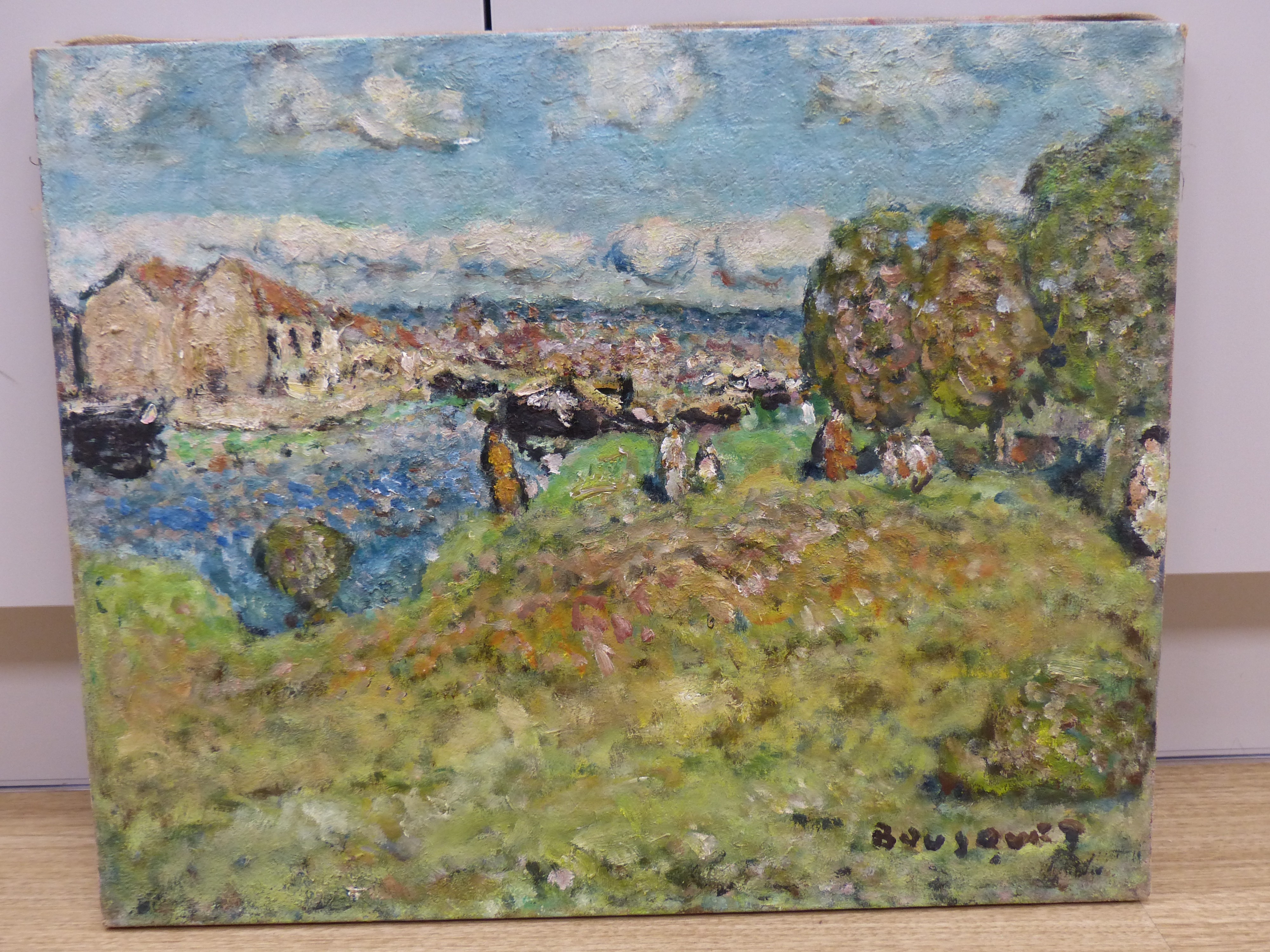 Georges Bousquet (1904-1976), oil on canvas, Bords du Loing, St Mammes, 1963, 52 x 42cm